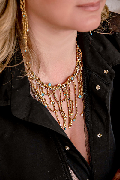 Колье Хромосомы (кристалл голубой, белый опал) Италия Claudio Canzian  002 05 239