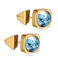 Пусеты Теннис (кристаллы аквамарин, г/п: золото 8 мм) Uvelina SW00 0010G-202E1