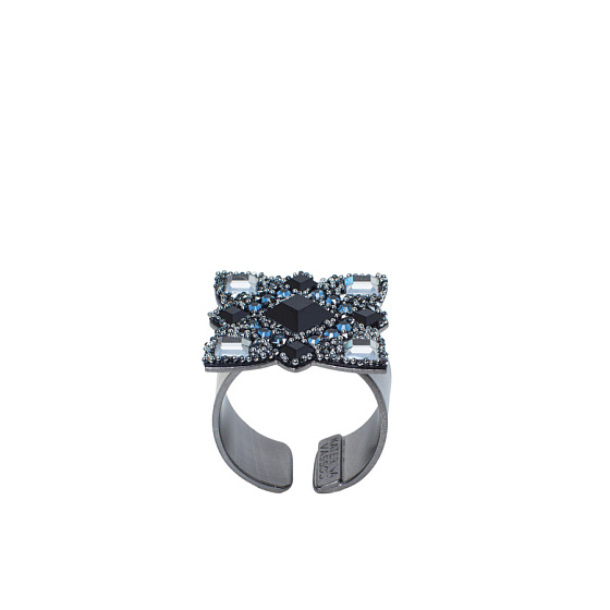 картинка Кольцо (кристаллы Swarovski, 2х2 см, г/п: золото, регулируемый) Katerina Vassou KV26.1-404930B ювелирный  магазин Калина являющийся официальным дистрибьютором в России 