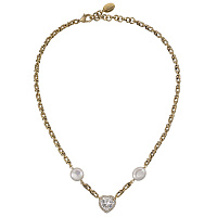 Колье Сердца (кубический цирконий, жемчуг, 48.5 см, 1,6х1,6 см) Италия Claudio Canzian 002 05 882