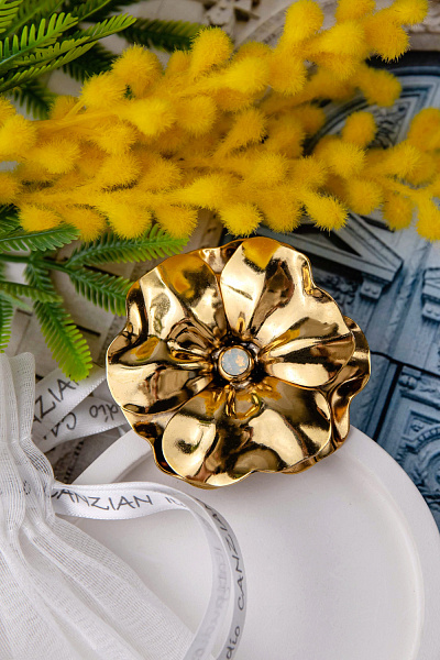 Кольцо Цветок (кристалл белый опал, 5.7х5.7 см, регулируется) Италия  Claudio Canzian 002 01 585