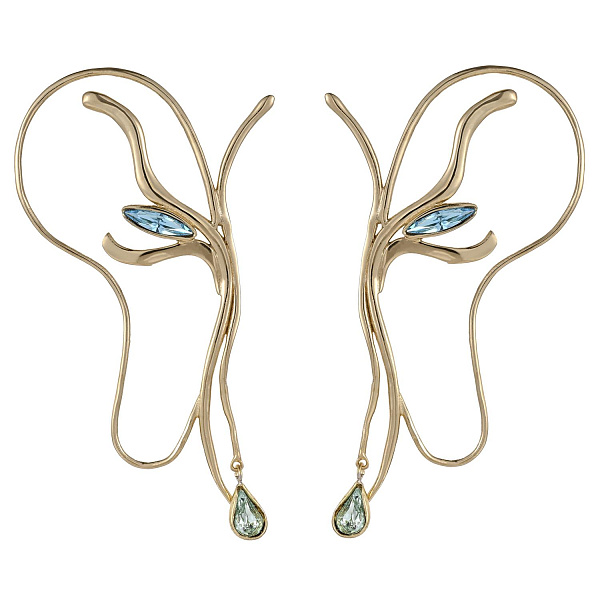 Серьги (кристаллы голубые, зеленые, 10х4.5 см, 23 гр.) Греция Kalliope 002 02 106
