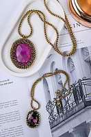 Колье (Кристаллы пурпурные, розоаые, агат, г/п: золото) Италия  Claudio Canzian 002 05 734