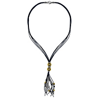 Колье (нат. кожа, г/п: серебро, золото 60 см) 250815 Испания Ciclon Spherik