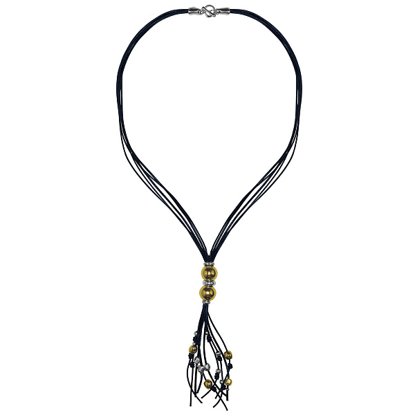 Колье (нат. кожа, г/п: серебро, золото 60 см) 250815 Испания Ciclon Spherik
