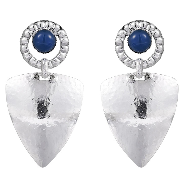 Серьги (агат, г/п: родий, 7,7х4 см, 23 гр.) Италия Claudio Canzian 002 02 722