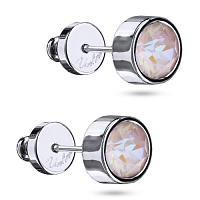 Пусеты Теннис (кристаллы пыльная роза, г/п: родий, 6мм) Uvelina SW00 0028R-149E