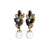 Серьги BALETE (кристалл черный, гематит, майорка белая, г/п: золото) Дания DYRBERG/KERN 470026