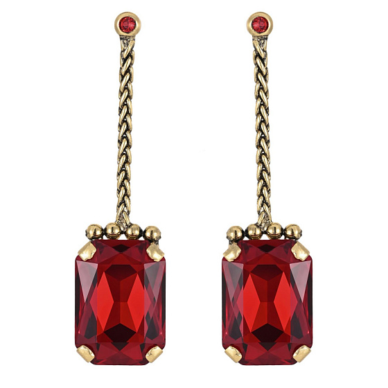 картинка Серьги Valentino Rosso (кристалл красный, 7х1.8 см, 20гр.) Италия Claudio Canzian 002 02 947 ювелирный  магазин Калина являющийся официальным дистрибьютором в России 