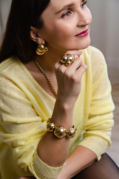 Браслет Сферы (г/п: золото, 3.1 см, до 19 см) Италия Claudio Canzian  002 04 525