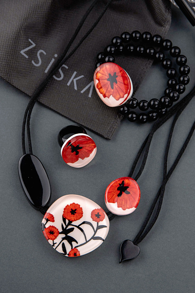 Колье Baila (белый, красный, черный, дл.регулируется) Голландия ZSISKA