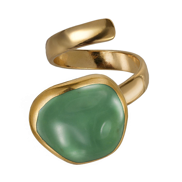 Кольцо (керамика зеленый, г/п: золото, размер регул. D 1.8 см) Испания 01901004 Maximilianas 