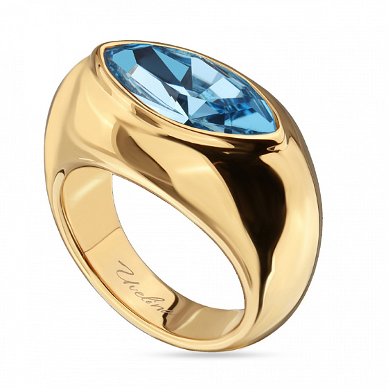 картинка Кольцо Эдем (кристаллы аквамарин, г/п: золото, р.18) Uvelina SW00 0110G-202R-8 ювелирный  магазин Калина являющийся официальным дистрибьютором в России 