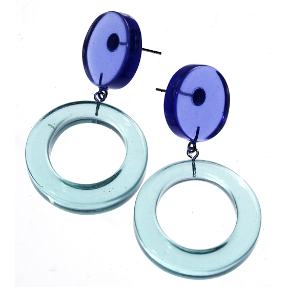 картинка Серьги Geo (синий,бирюзовый, 5х2,8 см) Голландия ZSISKA ювелирный  магазин Калина являющийся официальным дистрибьютором в России 