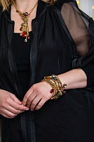 Браслет Хромосомы (кристаллы красные, графит, лунные, 16+6см) Италия Claudio Canzian  002 04 072