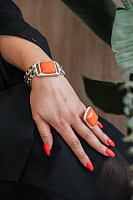 Браслет (муранское стекло: оранжевый, регул.р.17-19, г/п: серебро) 243104-11-1 Испания Ciclon Kubik 