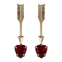 Серьги Сердца (кристаллы красные, 3.7х0.8 см, 4 гр) Италия Claudio Canzian 002 02 912