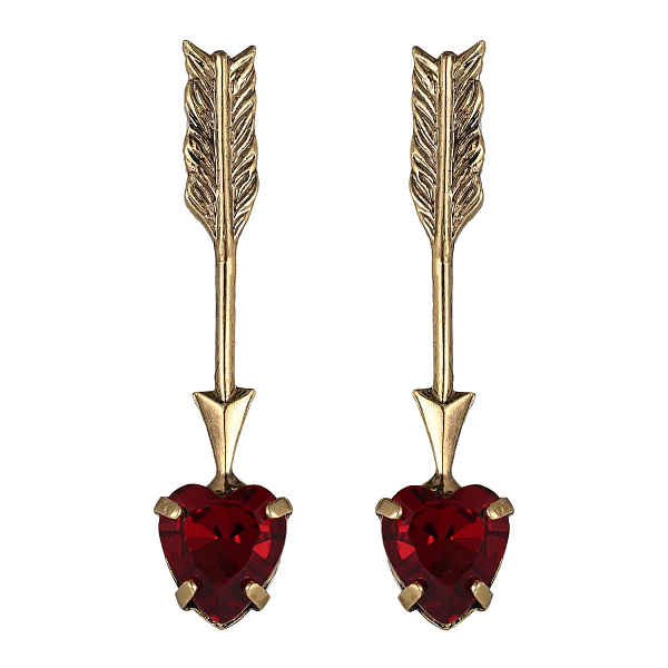 Серьги Сердца (кристаллы красные, 3.7х0.8 см, 4 гр) Италия Claudio Canzian 002 02 912