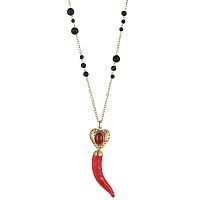 Колье Перчик (Сердолик, вулканическая лава, керамика, 8.5х1.9 см, 76 см) 011 05 175 Италия Bane