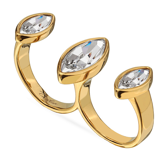 картинка Кольцо Эйва (кристаллы белые, г/п: золото, р.16-17 регулируется) Uvelina SW00 0085G-001R-6 ювелирный  магазин Калина являющийся официальным дистрибьютором в России 