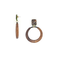 Серьги Komodo (Камень острова Мактан, дуб, 7,5х5,6 см) 12-90380 Nature Bijjoux Франция