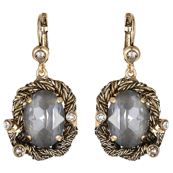 Серьги Анастасия (кристалл серый с гол.блеском, 4,5х2,1 см, 18 гр) Италия Claudio Canzian 002 02 378