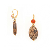 Серьги Tivoli (Говлит, яшма, 4,5х1,5 см) 12-90227 Франция Nature Bijjoux
