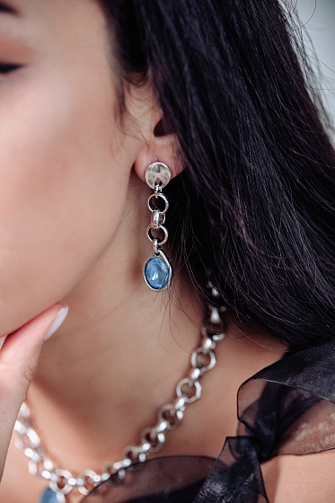 картинка Серьги VIDDA, Cibeles, австрийский кристалл, VD24.2-01976 (голубой), Испания ювелирный  магазин Калина являющийся официальным дистрибьютором в России 