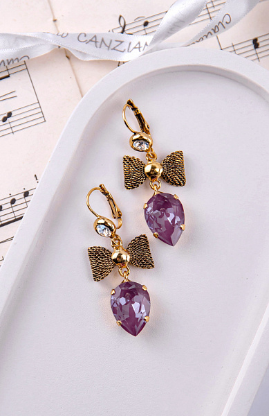 Серьги Банты (кристалл орхидея, прозрачный 5,5х2см) Италия Claudio Canzian 002 02 301