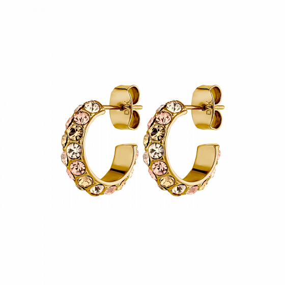 картинка Серьги HEIDI (кристалл персиковый, прозрачный, г/п: золото, d 1,2 см) Дания DYRBERG/KERN 440167 ювелирный  магазин Калина являющийся официальным дистрибьютором в России 