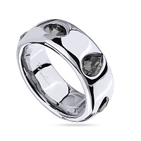 Кольцо Эйва (кристаллы темно-серые, г/п: родий, р.18) Uvelina SW00 0087R-014R-8