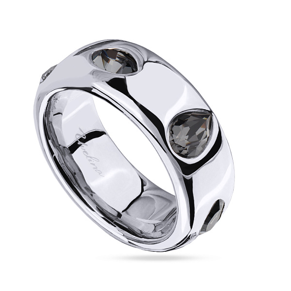 Кольцо Эйва (кристаллы темно-серые, г/п: родий, р.18) Uvelina SW00 0087R-014R-8