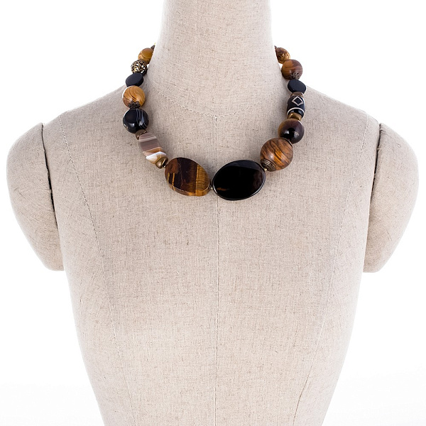 Колье (Тигровый глаз, агат, палисандрю дерево) 10113161 Россия