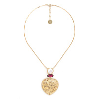 Колье MON COEUR (перламутр, кристалл фуксия, 17 гр,42 см, г/п: золото) 15-31990 Франция Ori-Tao