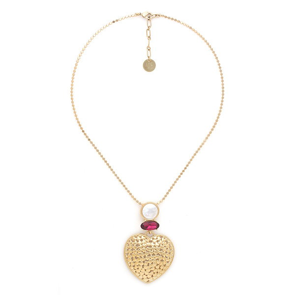 Колье MON COEUR (перламутр, кристалл фуксия, 17 гр,42 см, г/п: золото) 15-31990 Франция Ori-Tao