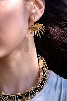 Колье (хлопковая нить - черная, г/п: золото, 49х2,5 см) Греция Kalliope 002 05 060