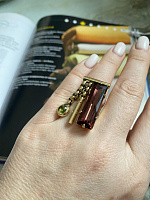 Кольцо (Кристалл оливковый, клюквенный, 3х1см, регулируется) Италия Claudio Canzian 002 01 590