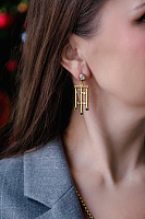 Серьги Арт-деко (кристаллы черный, графит, 4,7х1,6 см, 18 гр.) Италия Claudio Canzian 002 02 846