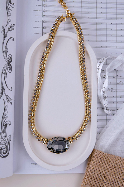 Колье (кристалл графит 3х2 см, 45 см, регулируется) Италия Claudio Canzian  002 05 803