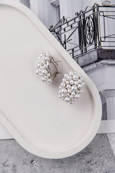 Серьги (Майорка, г/п: родий, 3,2х2,2 см, 21гр.) Испания Madreperla 020 02 095