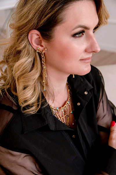 Серьги Хромосомы (кристалл голубой) Италия Claudio Canzian  002 02 214