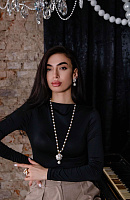 Колье (перламутр, майорка, г/п: золото, 75+8 см, 4.7х3.4 см) Франция Philippe Ferrandis MISS CAMELIA