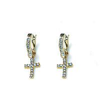 Серьги Кресты (кристалл прозрачный, г/п: золото, 2,5 см, 1,2х1 см) 23031G Австрия Oliver Weber