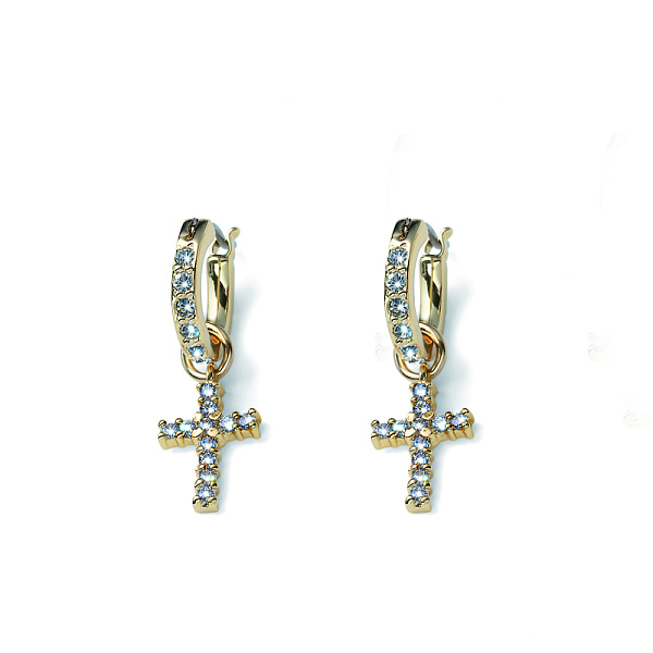 Серьги Кресты (кристалл прозрачный, г/п: золото, 2,5 см, 1,2х1 см) 23031G Австрия Oliver Weber