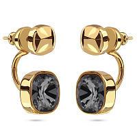 Серьги Триумф (кристаллы темно-серые, г/п: золото 10 мм) Uvelina SW00 0020G-014E1