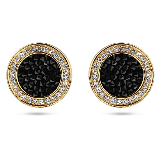 картинка Пусеты Галактика (кристаллы черные, г/п: золото) Uvelina SW00 0060G-280E1 ювелирный  магазин Калина являющийся официальным дистрибьютором в России 