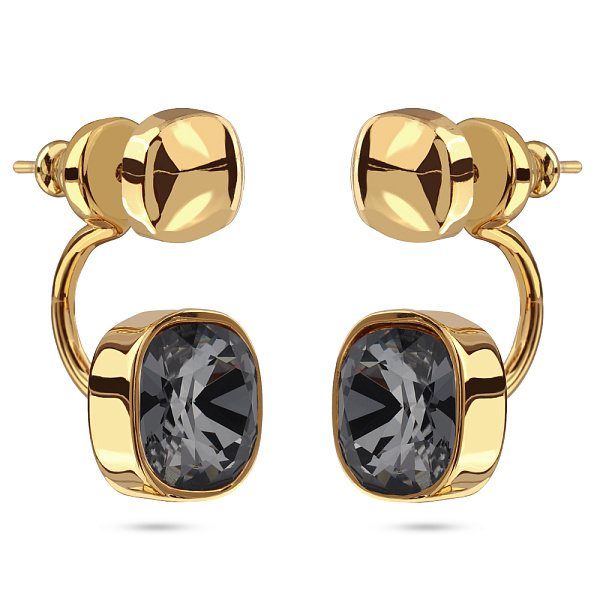 Серьги Триумф (кристаллы темно-серые, г/п: золото 10 мм) Uvelina SW00 0020G-014E1