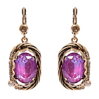 Серьги Клавдия (кристалл орхидея, медовый, 4,8х2 см, 18 гр) Италия Claudio Canzian 002 02 237