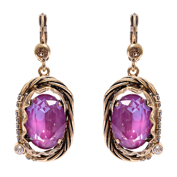 Серьги Клавдия (кристалл орхидея, медовый, 4,8х2 см, 18 гр) Италия Claudio Canzian 002 02 237