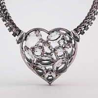 Колье Сердце (кристаллы прозрачные, г/п: родий, 51 см) Италия Claudio Canzian 002 05 756